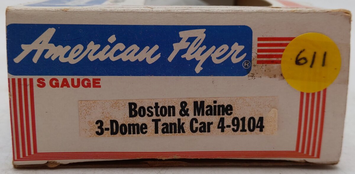 American Flyer 4-9104 S Gauge Boston & Maine Three-Dome Tank Car EX/Box