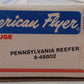 American Flyer 6-48802 S Gauge Pennsylvania Reefer Car #48802 EX/Box