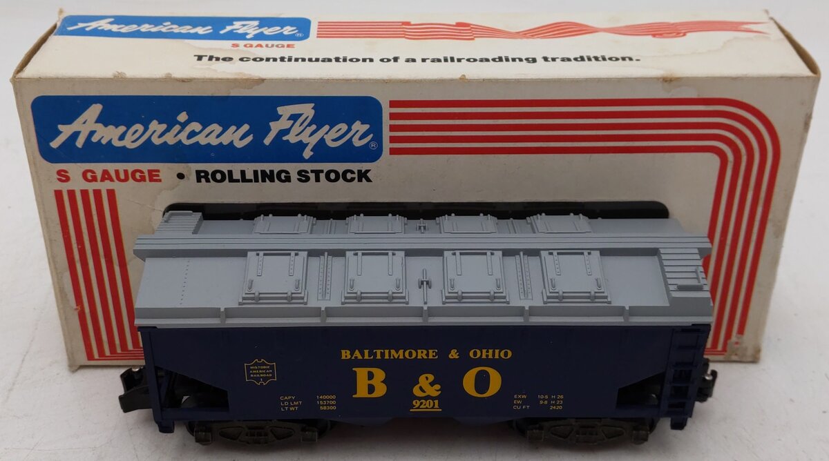 American Flyer 4-9201 S Gauge Baltimore & Ohio Covered Hopper #9201 EX/Box