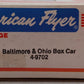 American Flyer 4-9702 S Gauge Baltimore & Ohio Sentinel Boxcar #9702 EX/Box