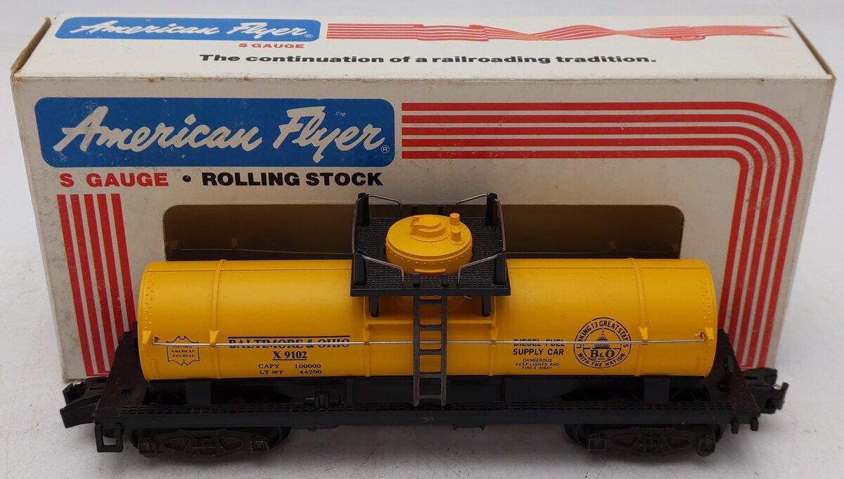 American Flyer 4-9102 S Gauge Baltimore & Ohio Single Dome Tank Car #9102 EX/Box