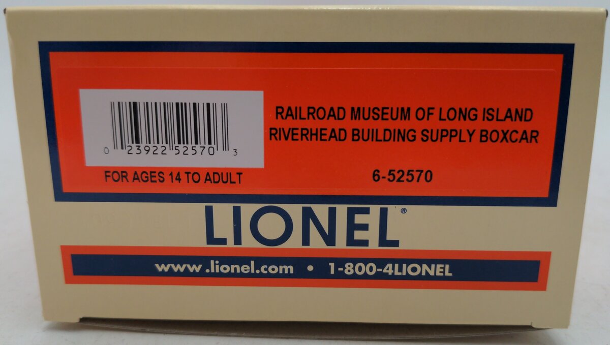 Lionel 6-52570 O Railroad Museum of Long Island Riverhead Building Supply Boxcar EX/Box