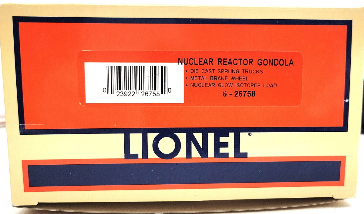 Lionel 6-26758 O Gauge AEC Nuclear Reactor Gondola w/ Isotope Load #719766 LN/Box