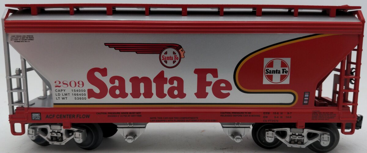 Lionel 6-52567 O Gauge Santa Fe "Super Chief" ACF 2-Bay Hopper #2809 EX/Box