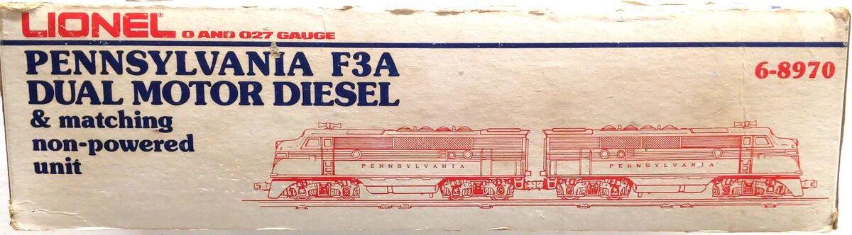 Lionel 6-8970 O Gauge Pennsylvania F3 Tuscan AA Diesel Locomotive Set VG/Box
