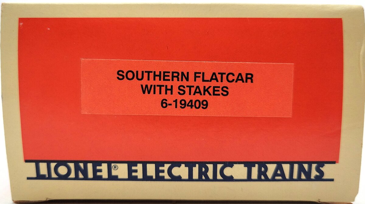 Lionel 6-19409 O Gauge Southern Flatcar w/ Stakes EX/Box
