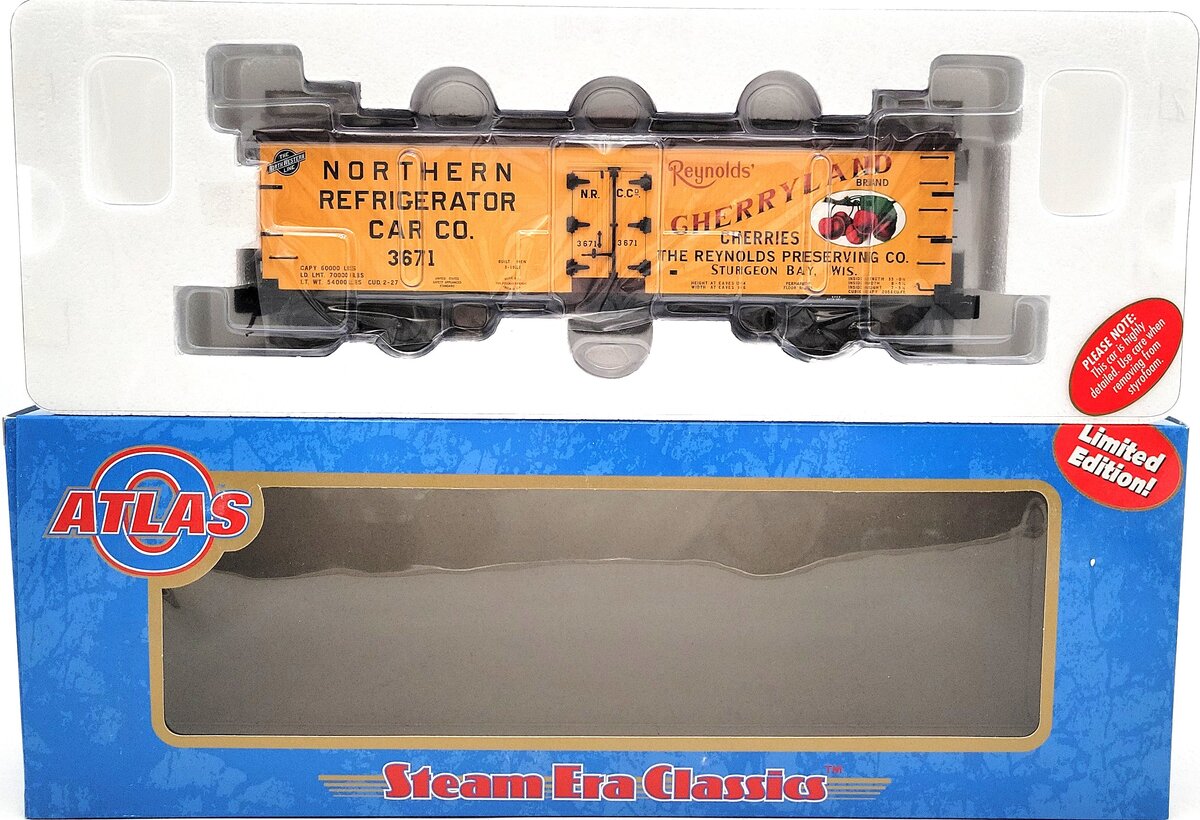Atlas 8109-2 O Gauge Cherryland 40' Woodside Billboard Reefer #3671(3Rail) NIB