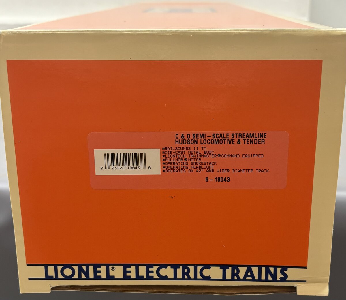 Lionel 6-18043 O Chesapeake & Ohio Streamlined Hudson & Tender #490 with RSII EX/Box