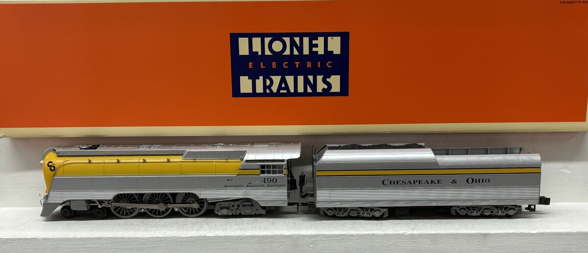 Lionel 6-18043 O Chesapeake & Ohio Streamlined Hudson & Tender #490 with RSII EX/Box