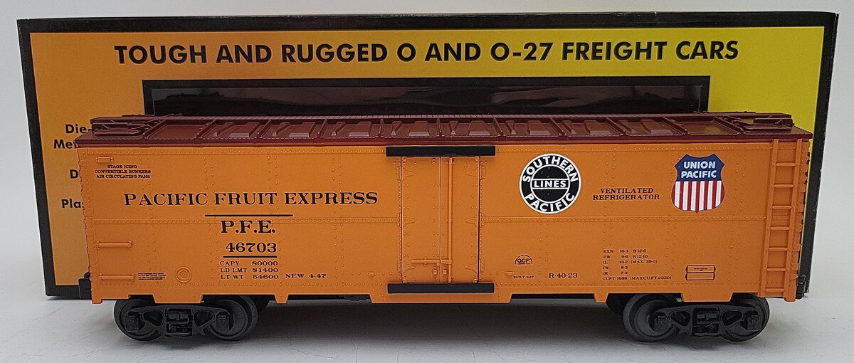 MTH 30-1583A O Gauge Pacific Fruit Express Steel-Sided Refrigerator Car #46703 LN/Box