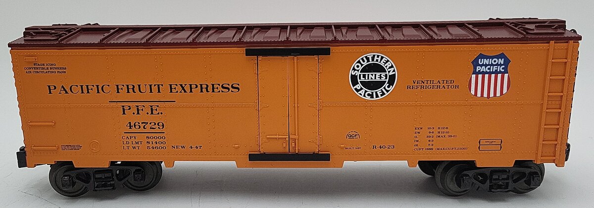 MTH 30-1583D O Gauge Pacific Fruit Express Modern Reefer Car #46729 LN/Box
