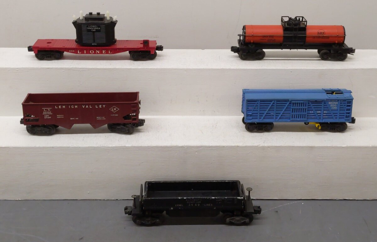 Lionel Vintage O Scale Freight Cars: 6818, 3386, 25000, 6315 [5] VG