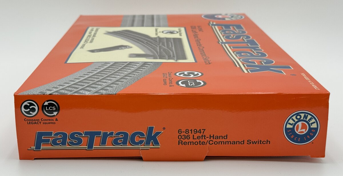 Lionel 6-81947 O-36 Remote Left Hand FasTrack Remote/Command Switch Turnout EX/Box