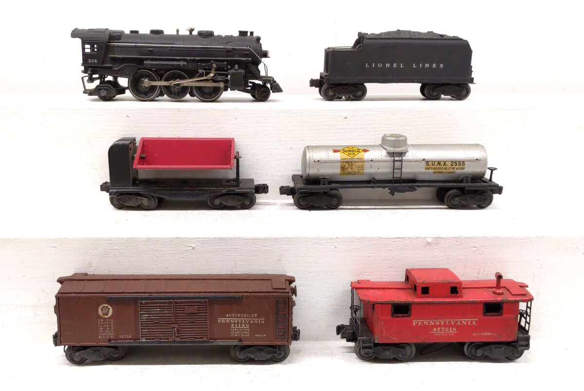 Lionel 2103W Vintage O 224 Freight Set w/2466W,2458,3559,2555,2457 VG