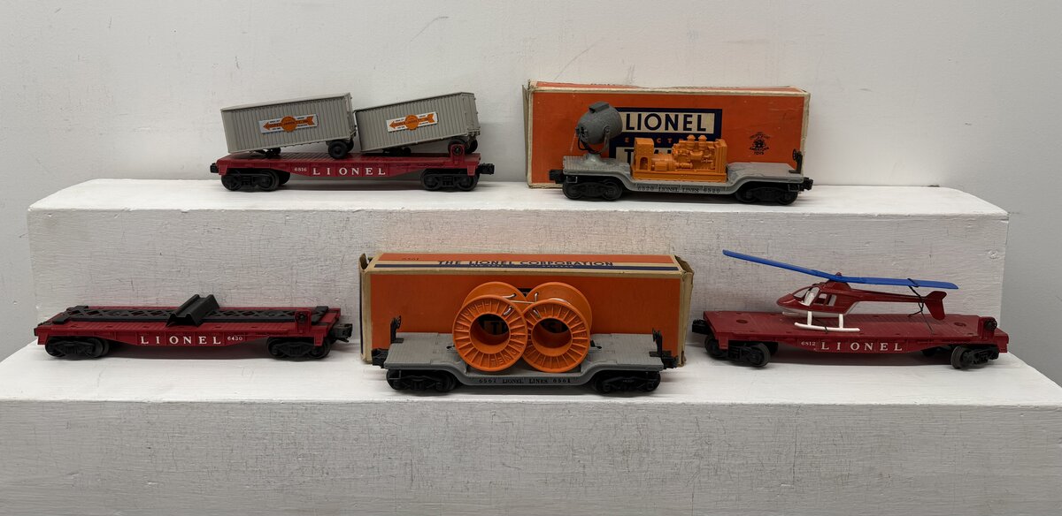 Lionel Vintage O Freight Cars: 6430, 6520, 6561, 6812, 6816 [5] VG