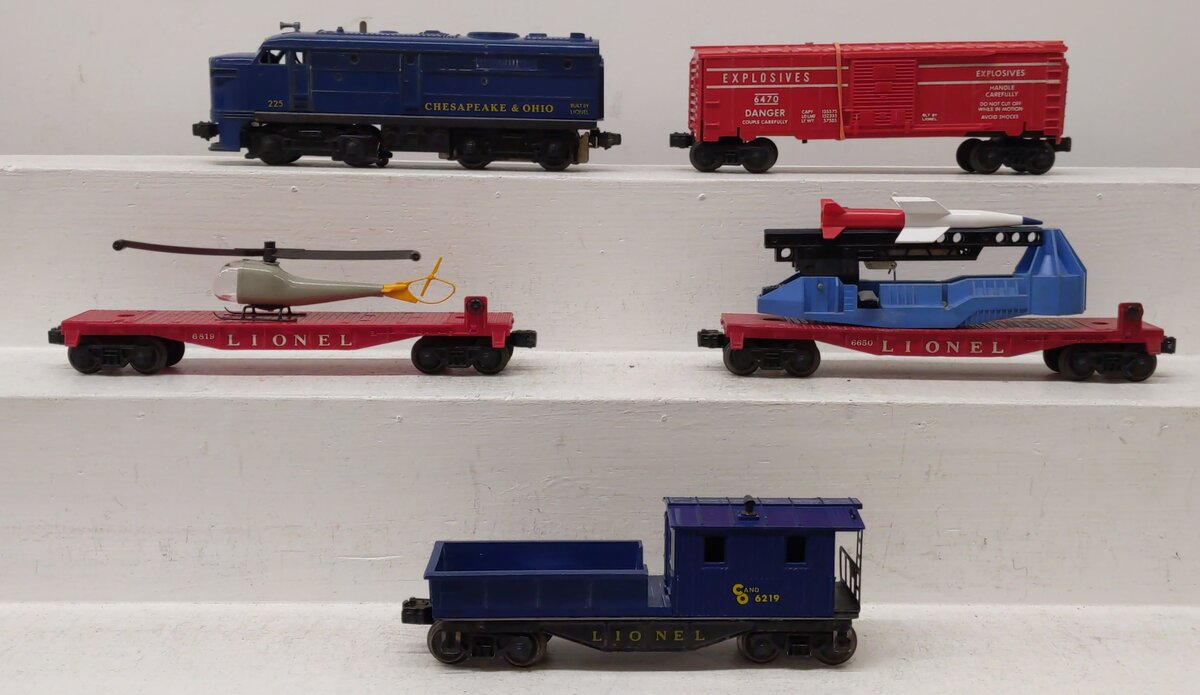 Lionel 1629 Vintage O 225 C&O Diesel Freight Set w/6650,6470,6819,6219 EX