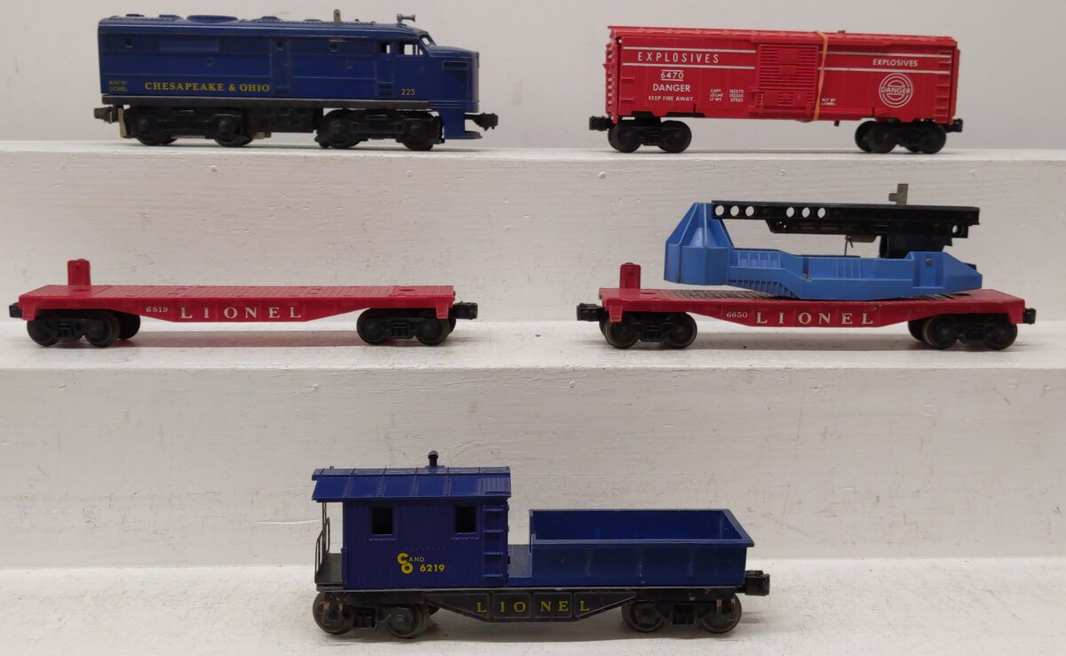 Lionel 1629 Vintage O 225 C&O Diesel Freight Set w/6650,6470,6819,6219 EX