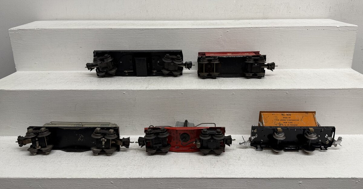 Lionel Vintage O Freight Cars: 809, 1680, 2620, 2657, 3811 [5] VG