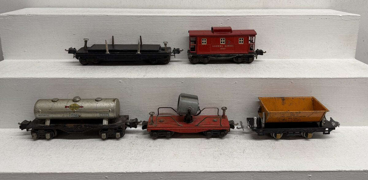 Lionel Vintage O Freight Cars: 809, 1680, 2620, 2657, 3811 [5] VG