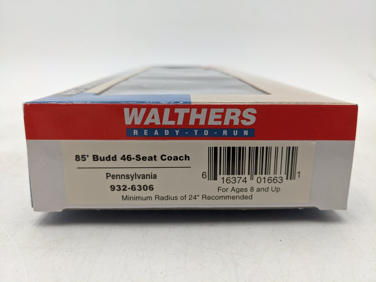 Walthers 932-6306 HO Pennsylvania 85' Budd 46 Seat Passenger Coach EX/Box