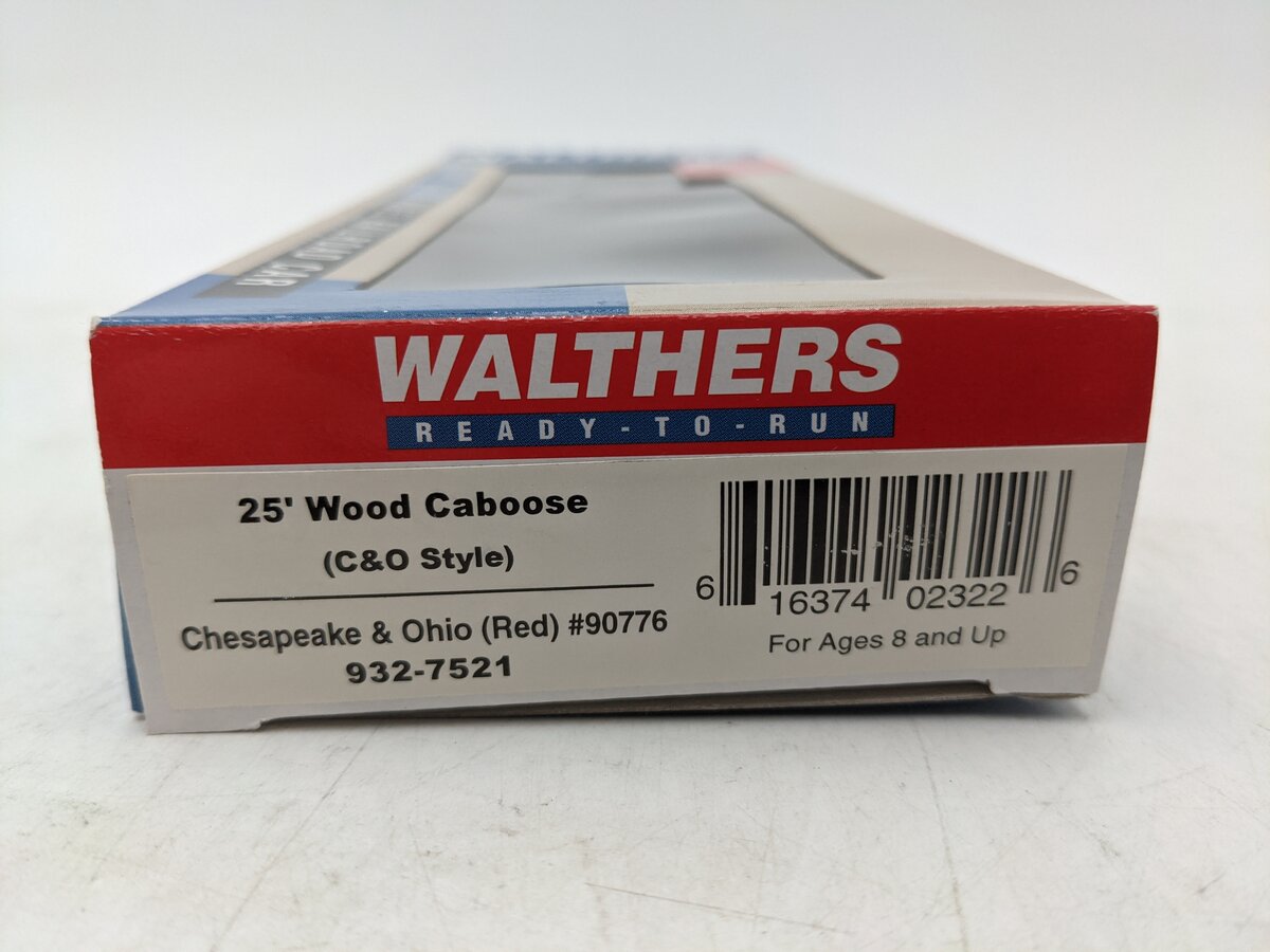 Walthers 932-7521 HO Scale C&O Wood Caboose #90776 EX/Box