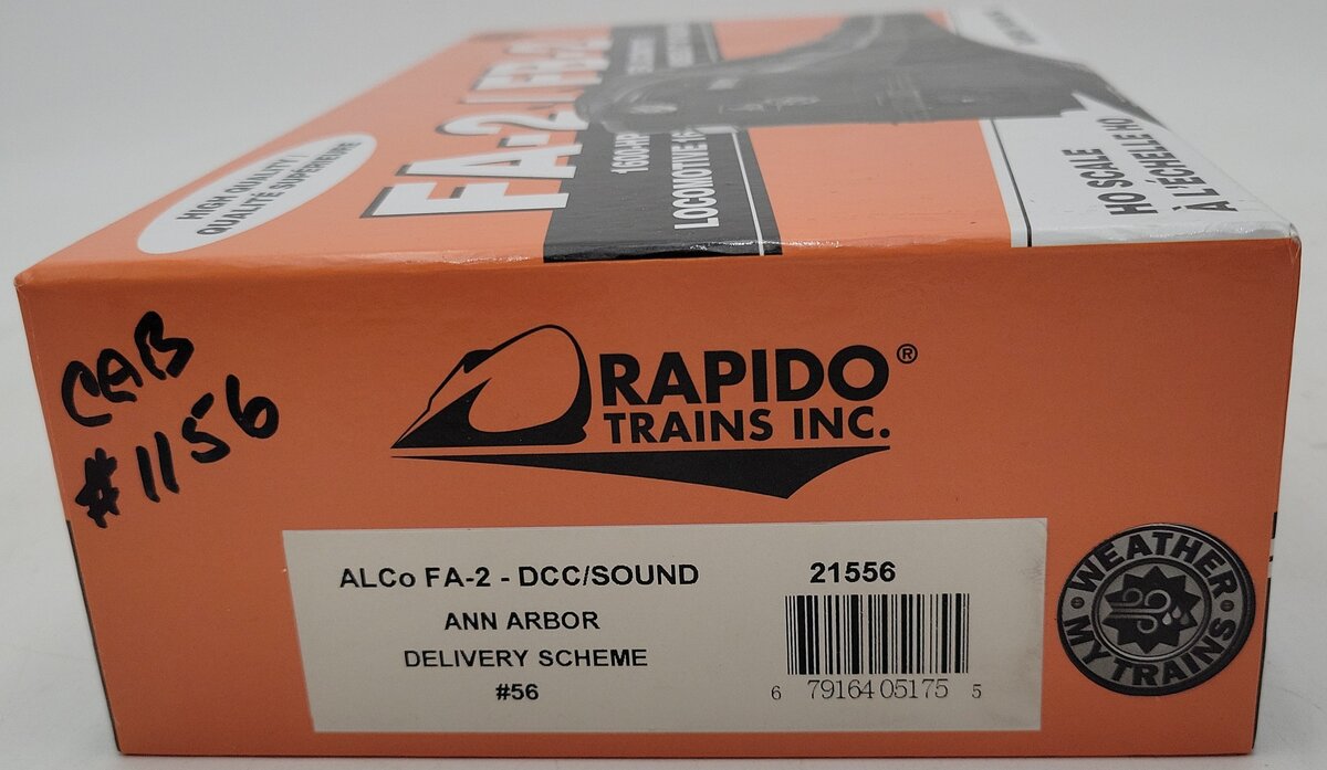 Rapido Trains 21556 HO Ann Arbor Alco FA-2 Diesel Locomotive DC/DCC/Sound #56/Box