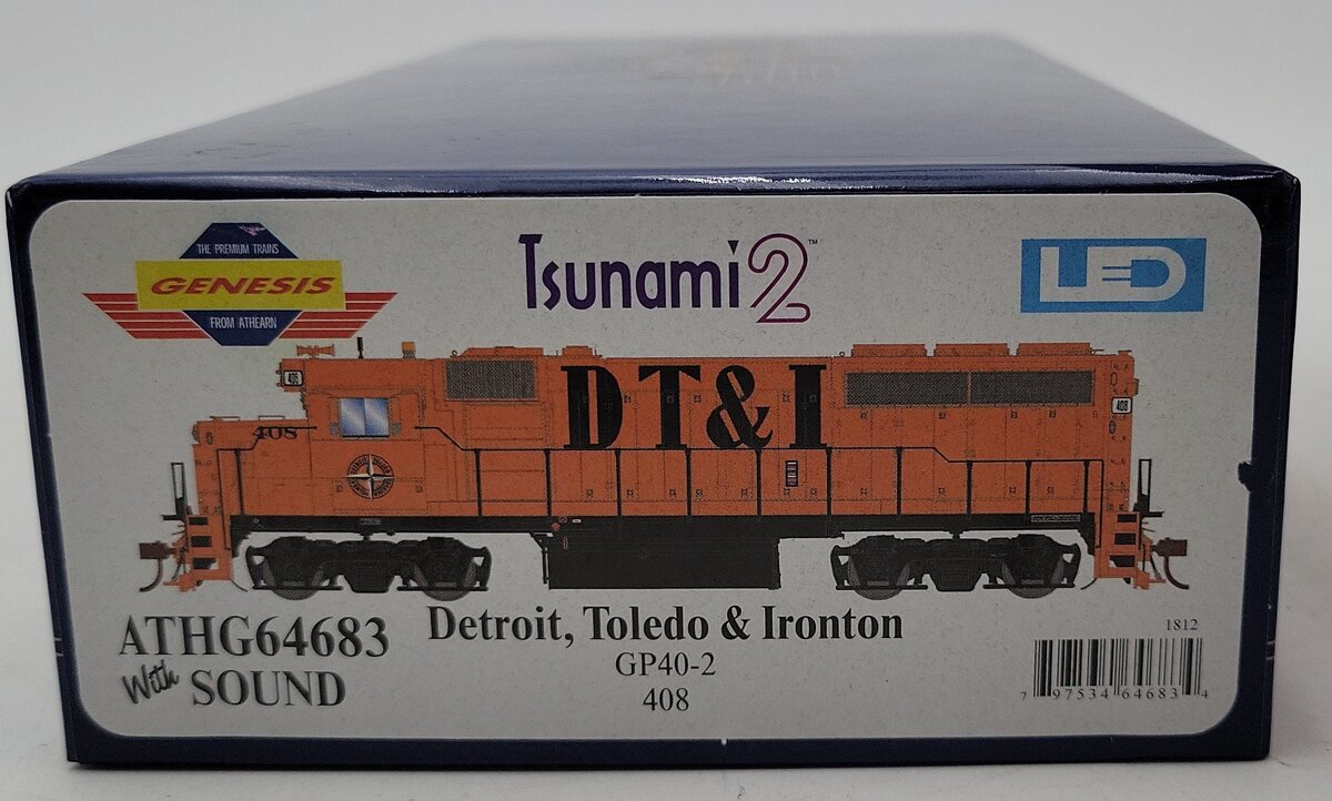 Athearn G64683 HO Detroit Toledo & Ironton GP40-2 Diesel Loco #408 w/DCC & Sound LN/Box