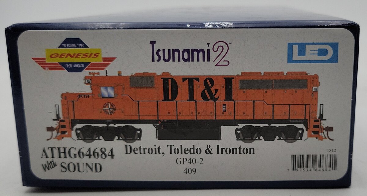 Athearn G64684 HO Detroit Toledo & Ironton GP40-2 Diesel Loco #409 w/DCC & Sound LN/Box