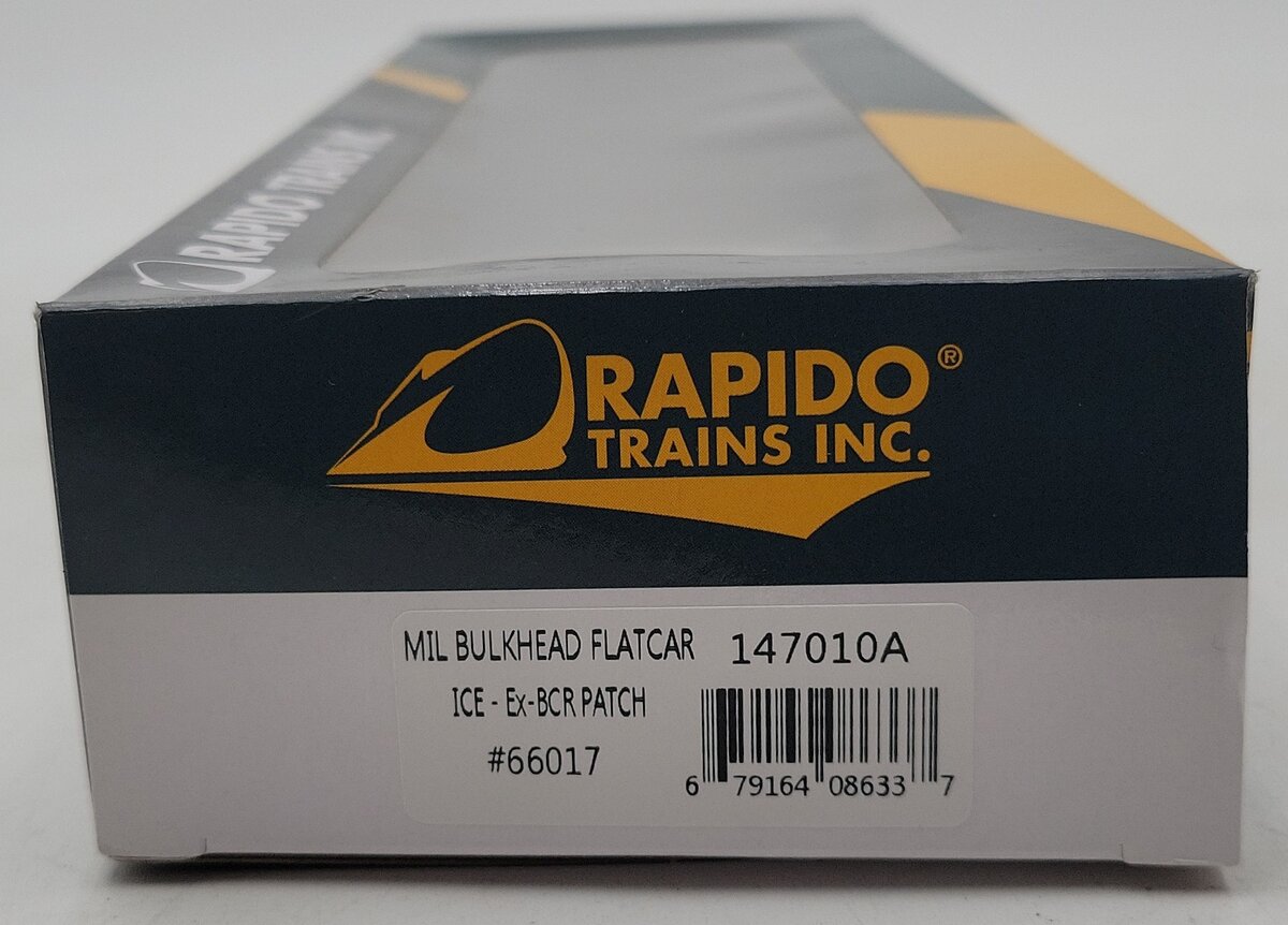 Rapido Trains 147010A HO ICE Marine Industries Bulkhead Flatcar (Single Car)/Box