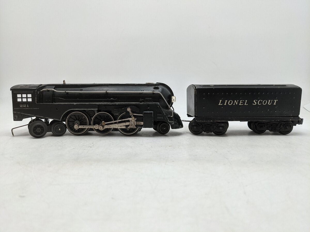 Lionel 221 Vintage O NYC Dreyfuss Black 2-6-4 Steam W/ Lionel Scout Tender VG/Box