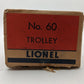 Lionel 60 Vintage O Lionelville Motorized Rapid Transit Trolley VG/Box