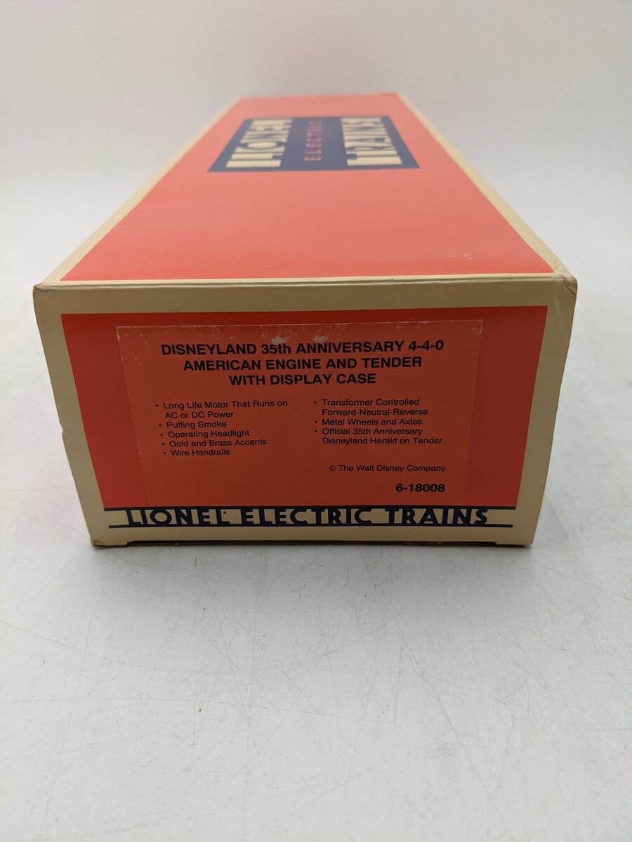Lionel 6-18008 O Gauge Disneyland 4-4-0 Steam Locomotive & Tender #4 EX/Box