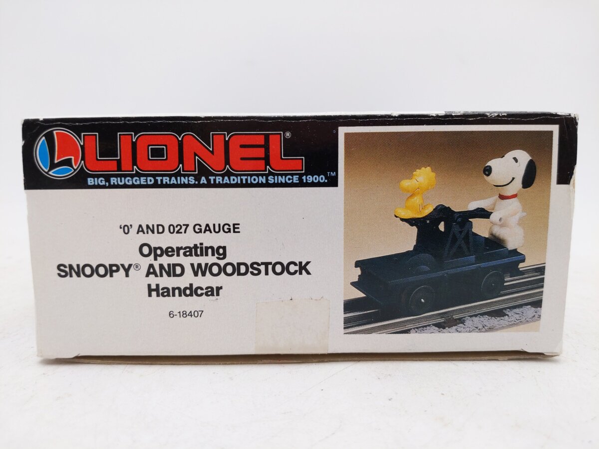 Lionel 6-18407 O Gauge Snoopy & Woodstock Operating Handcar EX/Box