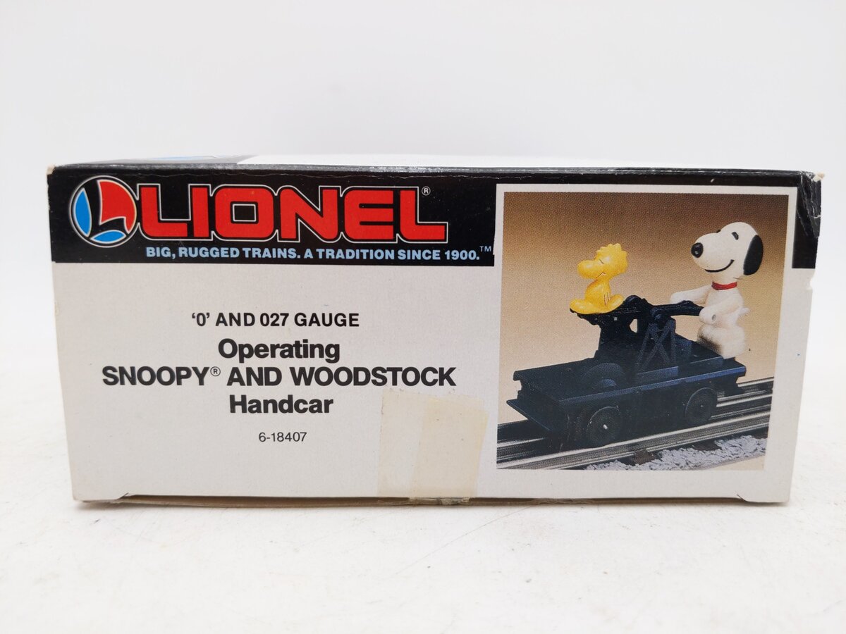 Lionel 6-18407 O Gauge Snoopy & Woodstock Operating Handcar EX/Box
