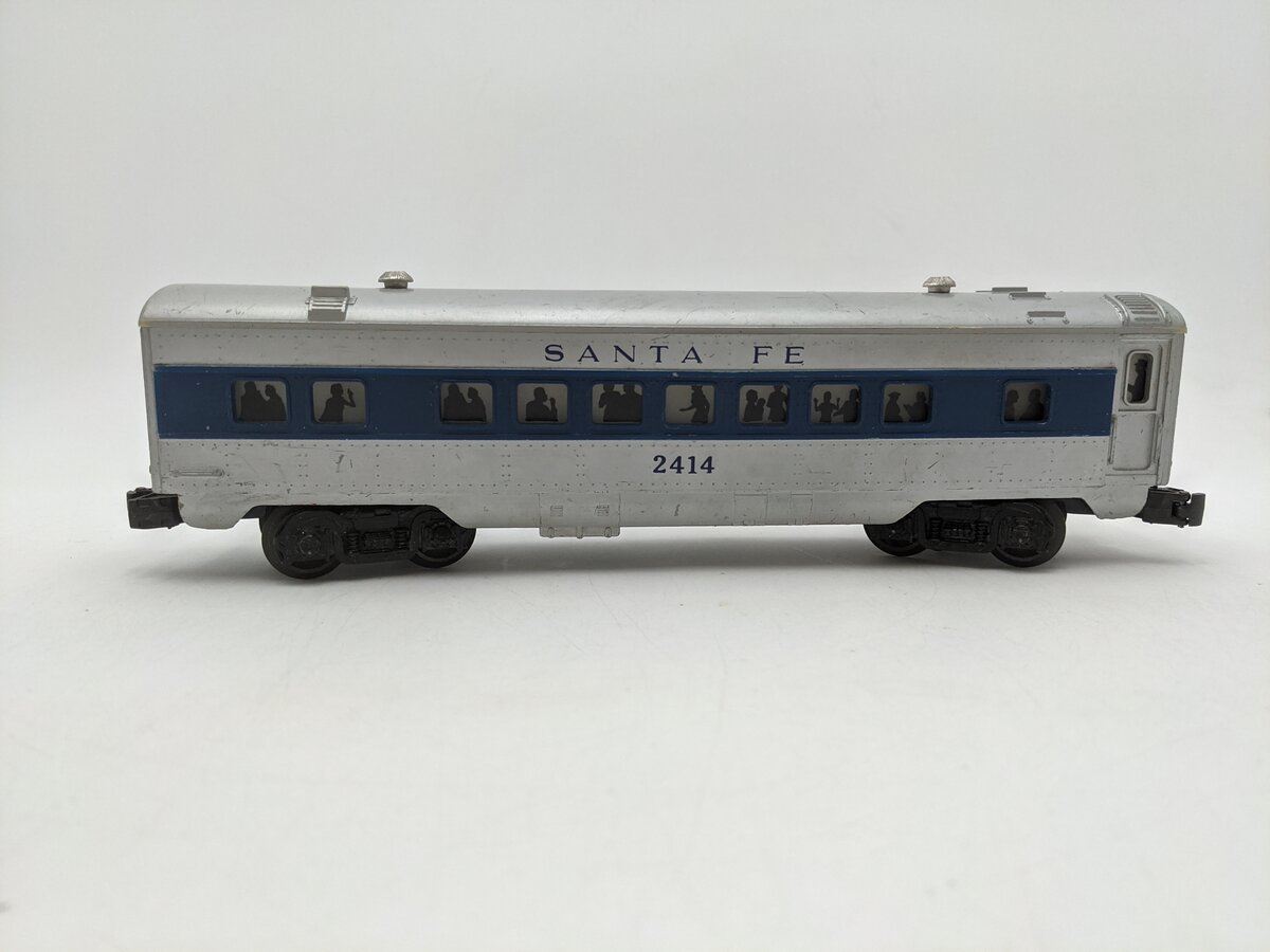 Lionel 2414 Vintage O Santa Fe Illuminated Blue Stripe Pullman Car VG