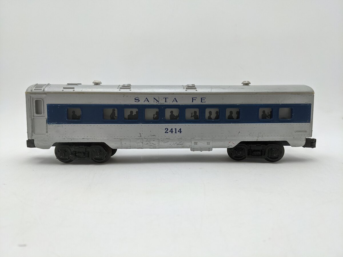 Lionel 2414 Vintage O Santa Fe Illuminated Blue Stripe Pullman Car VG