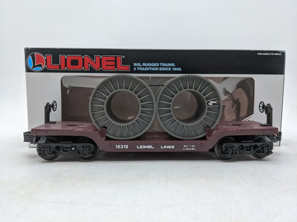 Lionel 6-16318 O Gauge Lionel Lines Depressed Flatcar with Cable Reels EX/Box
