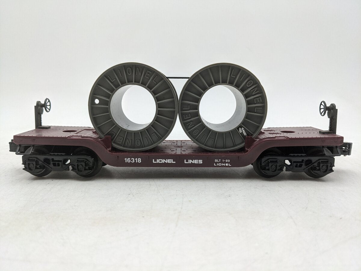 Lionel 6-16318 O Gauge Lionel Lines Depressed Flatcar with Cable Reels EX/Box