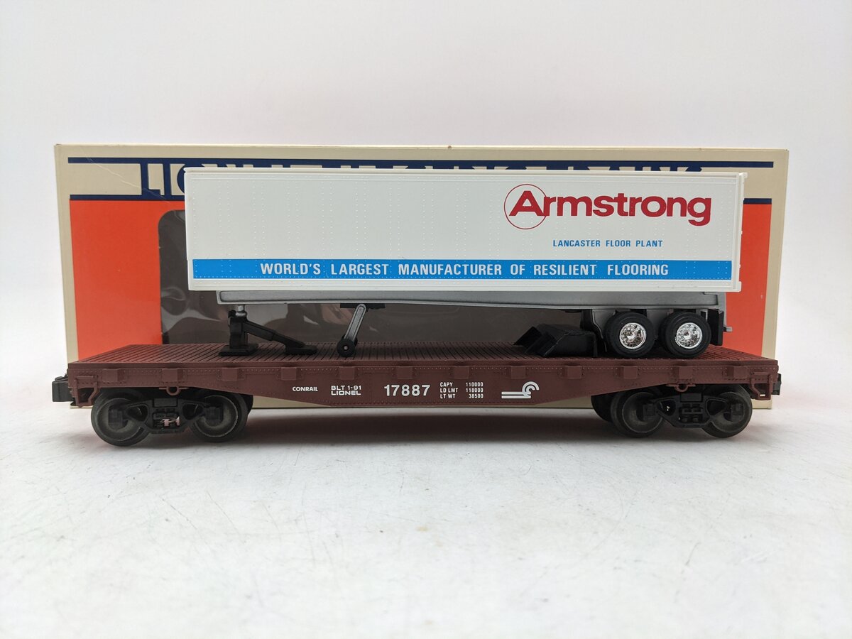 Lionel 6-17887 O Gauge LCCA Conrail Flatcar w/ Armstrong Trailer #17887 VG/Box