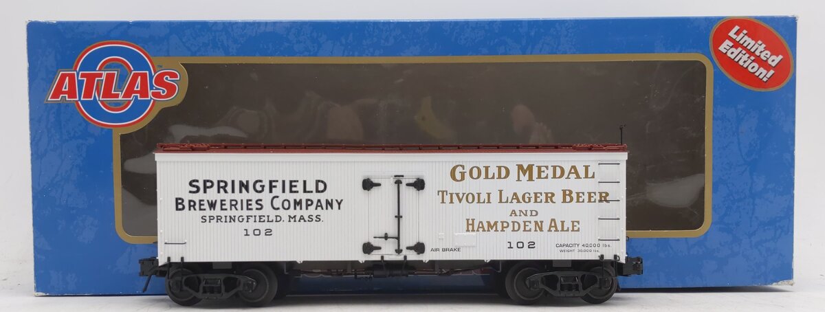 Atlas 8060-2 Springfield Breweries 36' Wood Reefer Car #102 (3-Rail) EX/Box