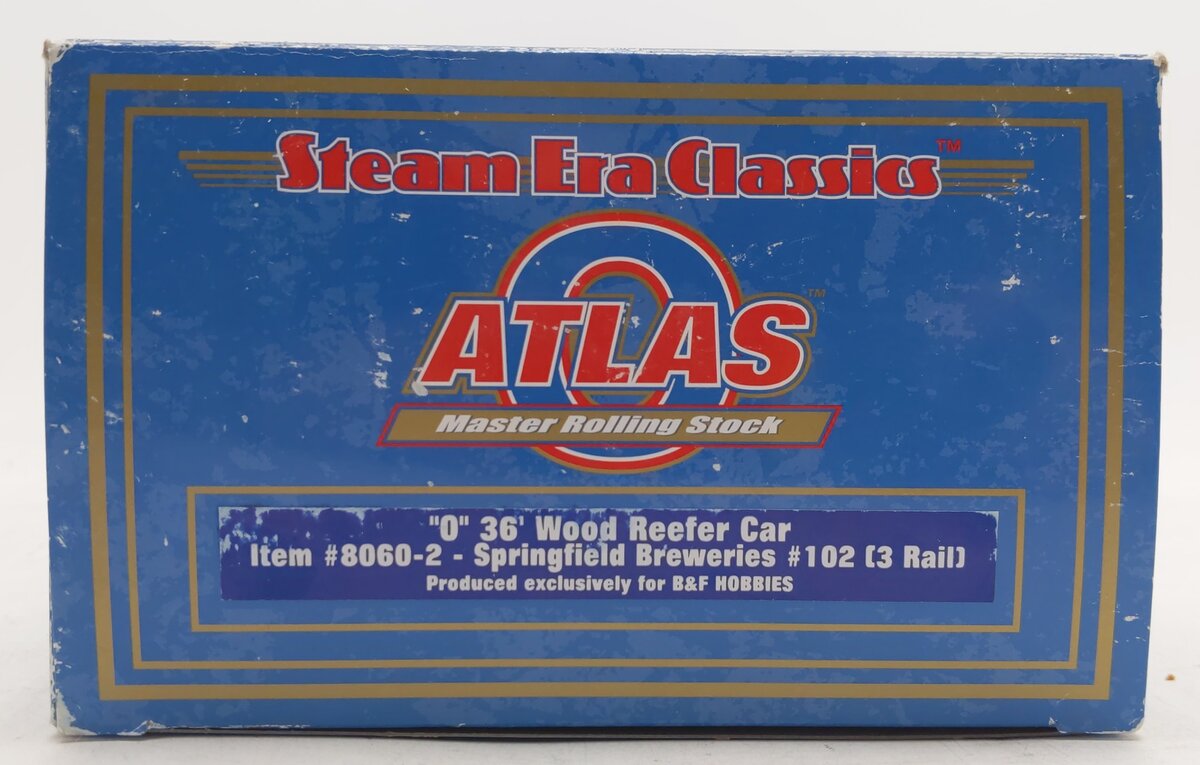 Atlas 8060-2 Springfield Breweries 36' Wood Reefer Car #102 (3-Rail) EX/Box
