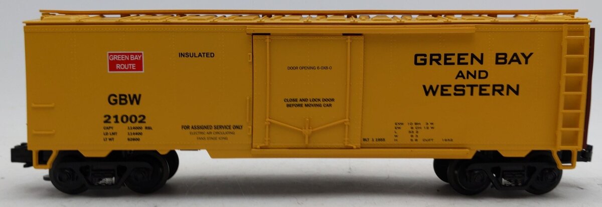 MTH 20-94006 O Gauge Green Bay & Western Route Reefer Car #21002 EX/Box