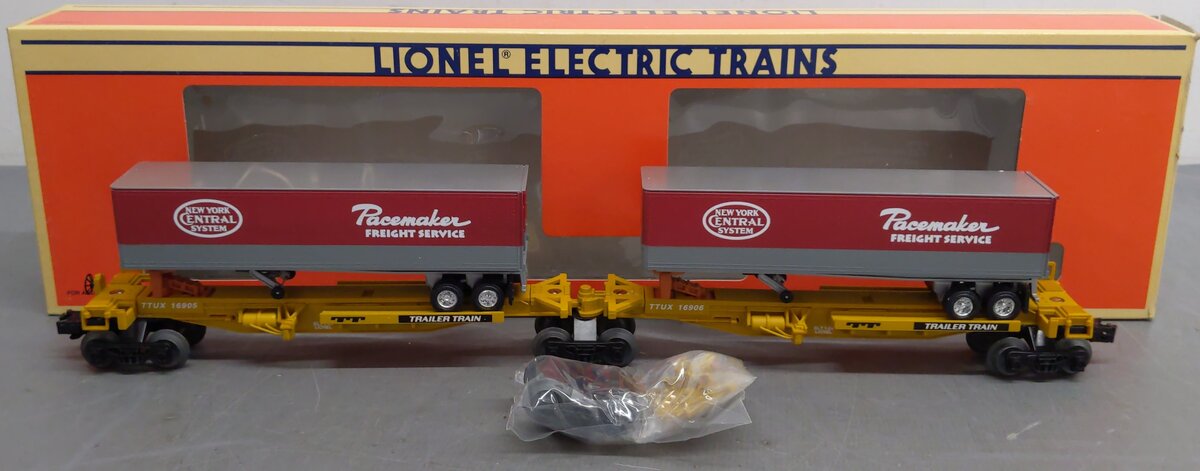 Lionel 6-16904 O New York Central T.T.U.X. Flat Cars w/2 Intermodal Containers EX/Box