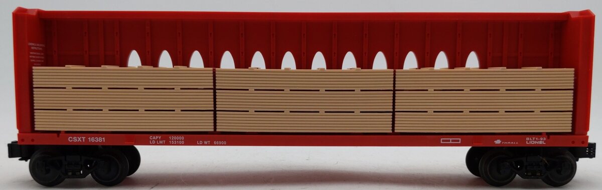 Lionel 6-16381 O Gauge CSXT Center I-Beam Flatcar w/ Wood Load EX/Box