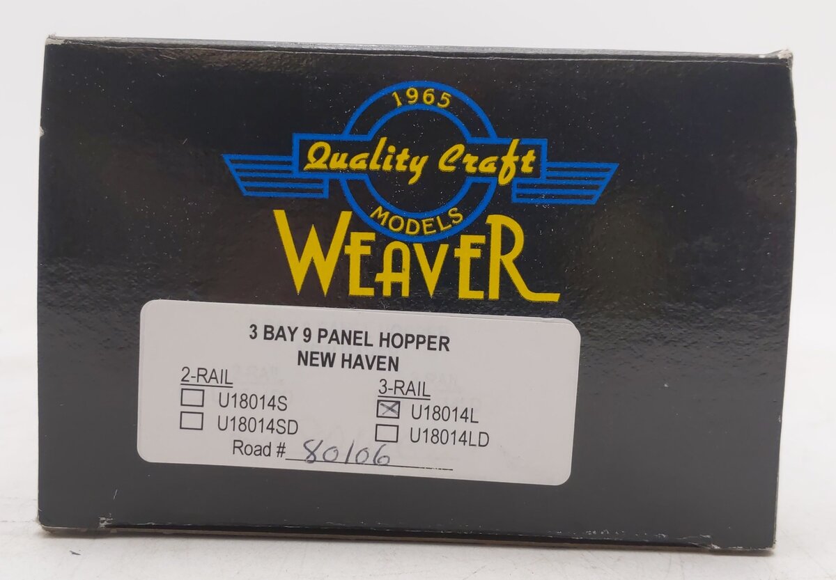 Weaver U18014L O Gauge New Haven 3 Bay 9 Panel Hopper #80106 EX/Box