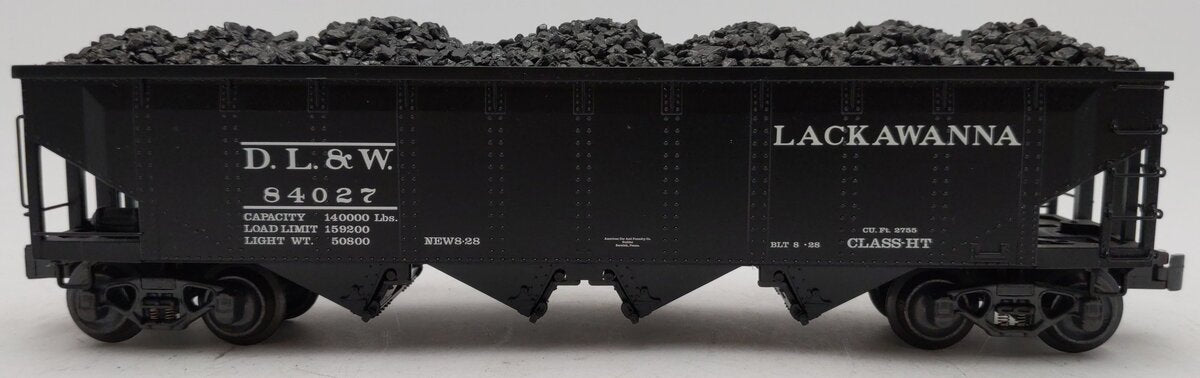 K-Line K623-1472 O Delaware, Lackawanna & Western 4-Bay Hopper w/ Load #84027 EX/Box