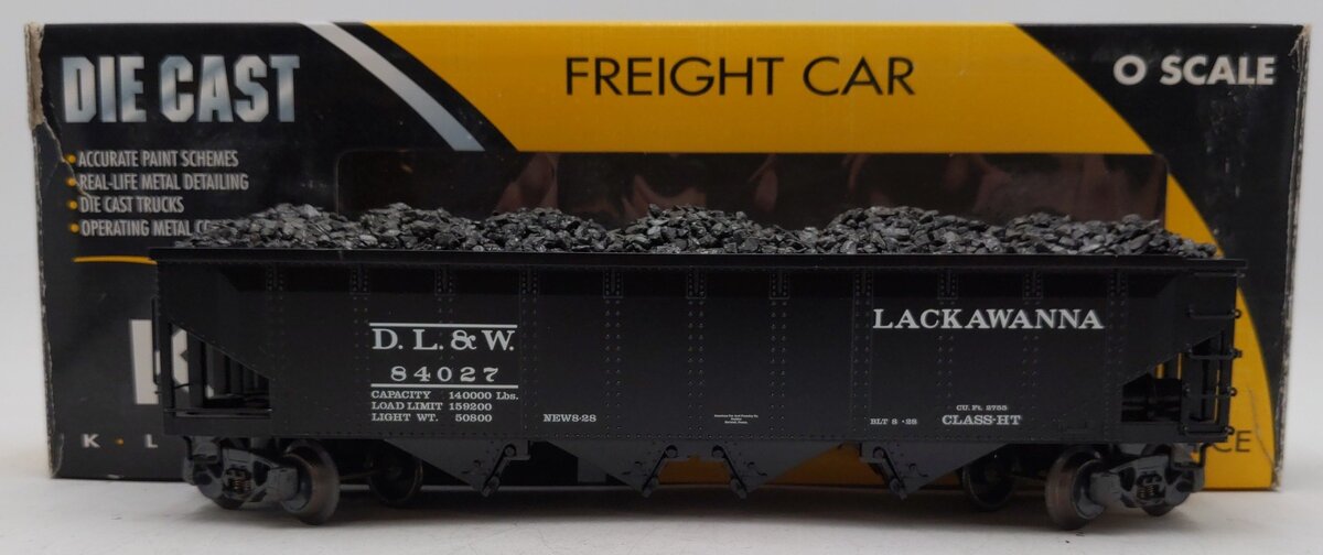 K-Line K623-1472 O Delaware, Lackawanna & Western 4-Bay Hopper w/ Load #84027 EX/Box