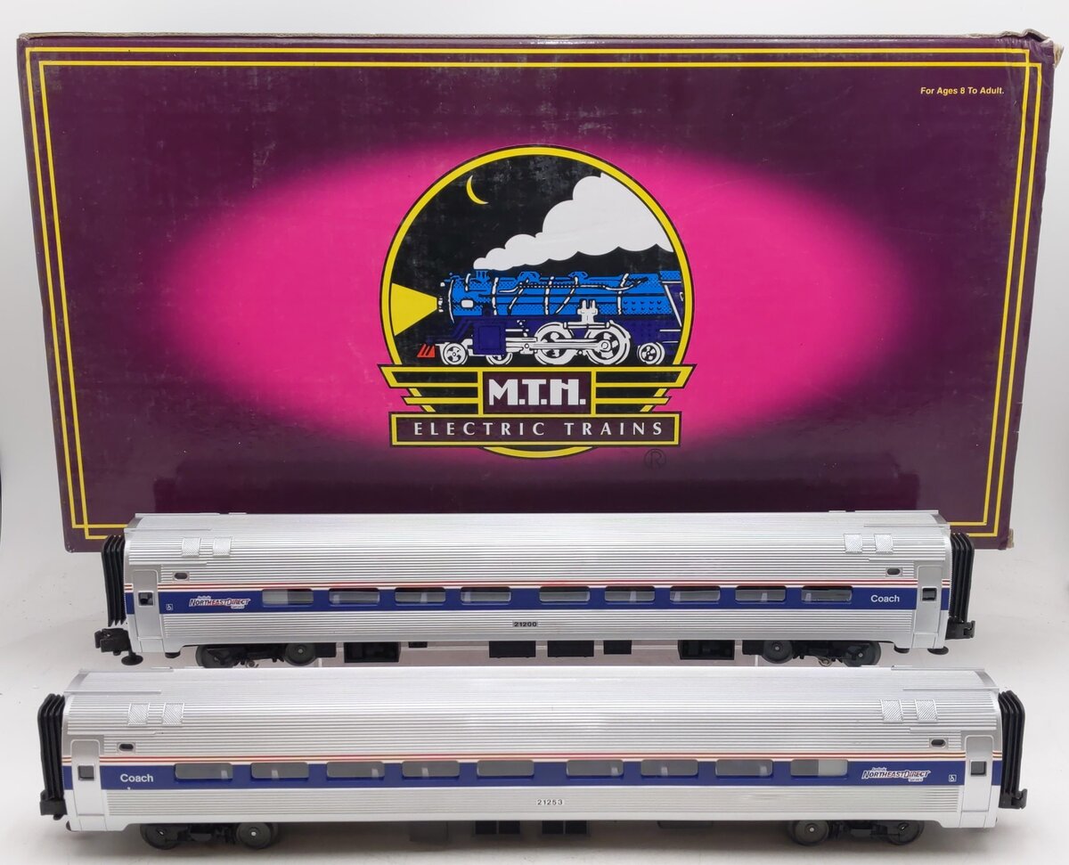 MTH 20-6656 O Amtrak Amfleet Phase IV Passenger Car Set (Set of 2) EX/Box