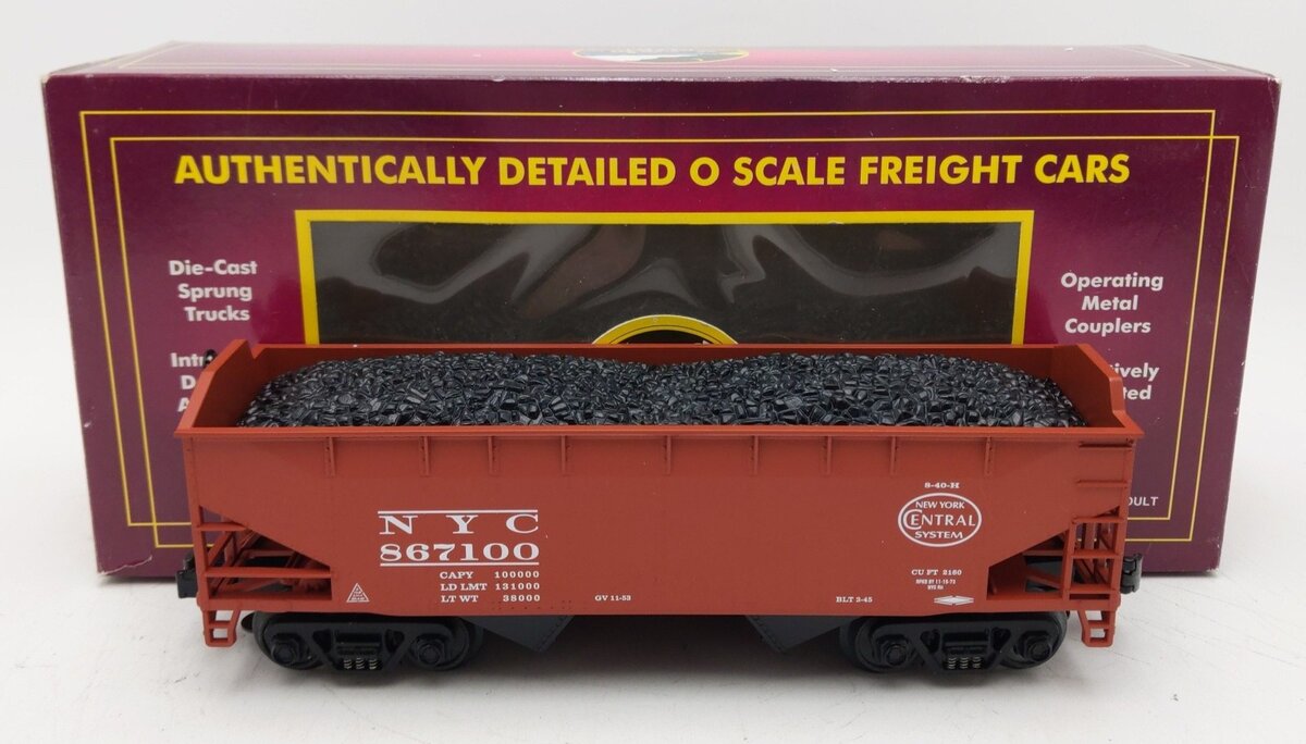 MTH 20-97429 O New York Central 2-Bay Offset Hopper Car w/ Coal Load #867100 LN/Box