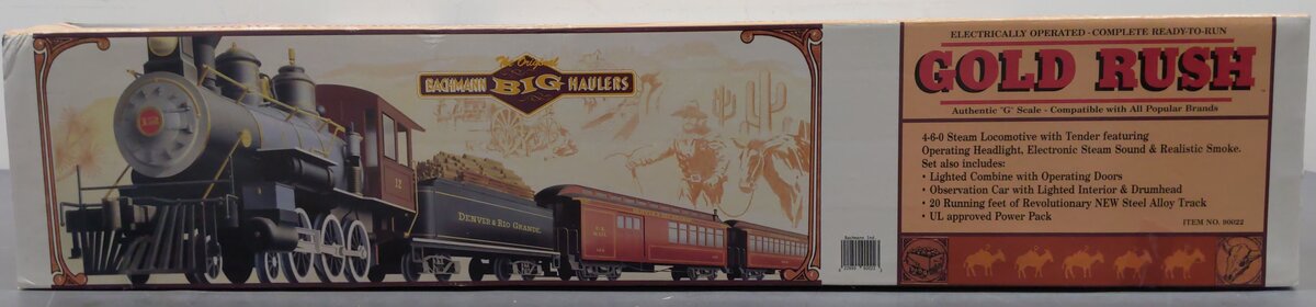 Bachmann 90022 G Scale Gold Rush 4-6-0 Steam Locomotive Train Set EX/Box